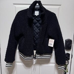 NWT Ivory Ella Black Sherpa/Teddy Jacket